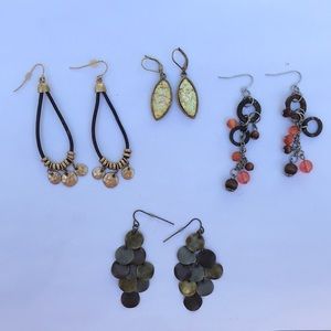 Brown and Gold earrings-set of 4